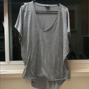 Grey V-neck Blouse/Tee from Express